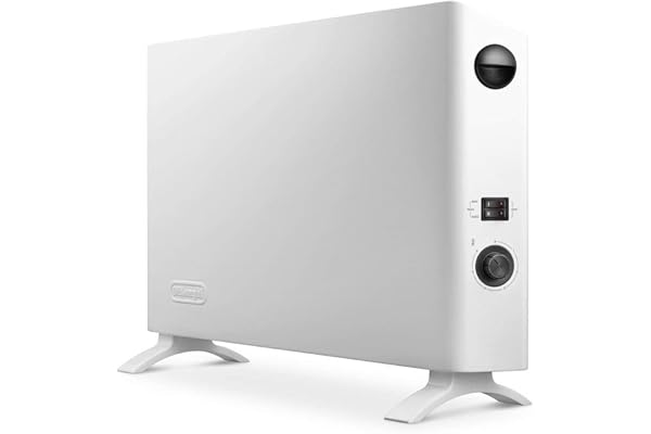 De'Longhi Radiateur Electrique Convecteur HSX2320, 3 Niveaux de Puissance, Fonction Antigel, Minuterie 24 Heures, Compact avec Poignées, Thermostat de Sécurité, Pièces Jusqu'à 60 m3, 2000W, Blanc