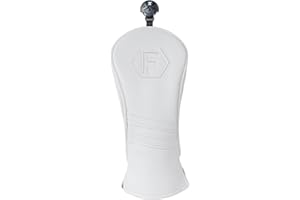 BIG TEETH Copritesta per mazze da golf, 1FH, driver, fairway, legno, ibrido, ferro, in pelle sintetica bianca