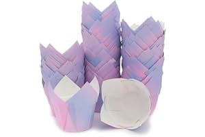 LA LLARETA 100 Pezzi Tulip Pirottini per Muffin - Carta Resistente All'olio per Cupcake - Ideali per Cottura di Torte, Matrimoni, Compleanni, Feste