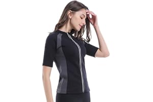LiGG LiGG Camiseta de Neopreno con Cremallera para la Pérdida de Peso para Mujer Faja Reductora Adelgazante Abdomen T-Shirt Sauna Manga Corta Chaleco de Sudoración Elástico/Transpirable/Secado Rápido