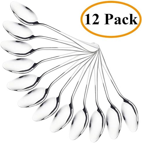 QUCHER 6.5" Dinner Spoon , Soup Spoons Dinner Modified Round Tableware ,Stainless Steel Cutlery Sets for Home Kitchen Restaurant (6 Pack)