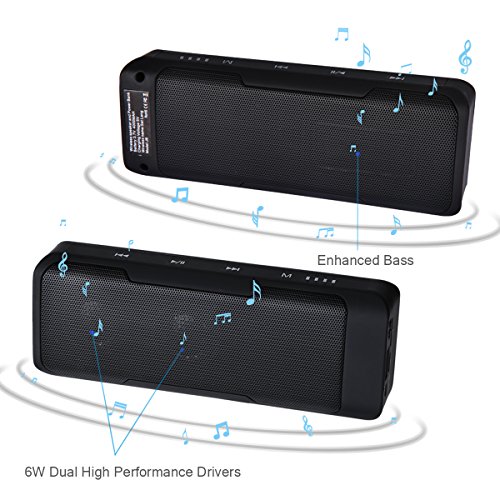 Multifunktions-Portable Wireless Bluetooth Lautsprecher 6W Stereo + Power Bank + FM Radio, 4000mAh Akku 15 Stunden Spielzeit, Touch Control & Patent Lock / Unlock Panel, Aux Input, SD Card Slot und eingebaut in Mic Kompatibel mit Iphone, Android, Auto und All bluetooth Enabled Geräte - 2