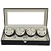 Produktbild Luxus 8 + 9 automatische Rotation Schwarz Holz Leder Uhrenbeweger Storage Display Case Box