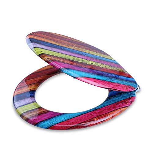 pumice® bequem Klodeckel mit Holzfarbe MDF Toilettenklappen / WC-Sitz,2 Jahren Garantie