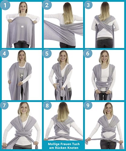 BabyBino 2 in 1 Baby Ring Sling & Tragetuch , Tragehilfe für Baby Babytragetuch für Früh & Neugeborene in Premiumqualität inklusive Trageanleitung & Geschenkverpackung + Gratis Geschenk - 7