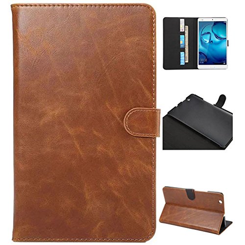 KM-WEN® Schutzhülle Etui für Huawei MediaPad M3 (8,4 Zoll) Bookstyle Retro Stil Crazy Horse Muster Magnetverschluss PU Leder Case Flip Cover Hülle Tasche Schutzhülle mit Auto Sleep / Wake Standfunktion Kartenfächer für Huawei MediaPad M3 (21,33 cm (8,4 Zoll) Tablet-PC Braun