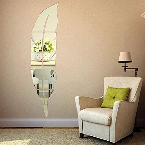 Cloud-Castle Feder Spiegel Oberfläche Crystal DIY Acryl 3D Wand Aufkleber Wand Aufkleber für Home Dekoration - 3
