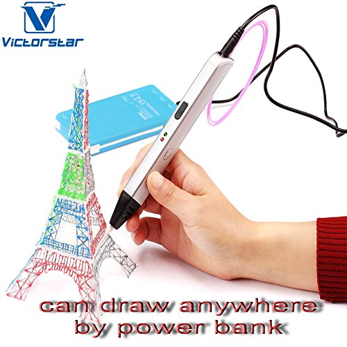 VICTORSTAR @ 3D Drucken Stift – Tragbare RP600A – Gelb / Version 4 Generationen macht 4 Grössere Verbesserungen und bessere Funktionen für 3D Zeichnen und Kritzeln / 3D-Pen + Power Adapter + ABS Filaments + Manul + Plastic Schraubendreher / Erstaunlicher Geschenk für Kinder (weiß) - 2
