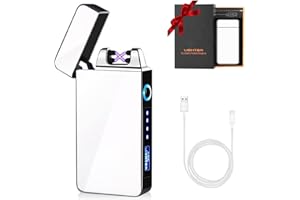 KIPIDA Mechero Eléctrico, Encendedor Eléctrico USB Recargable, Mechero Eléctrico Hombres, Regalo Hombres Papá, Regalo para Día del Padre, Llama Prueba de Viento Recargable Encendedor para Hombre Él