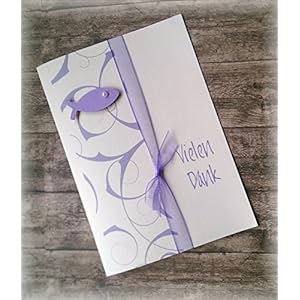 Danksagung Danksagungskarte Danke Kommunion Konfirmation Firmung Taufe Fisch flieder