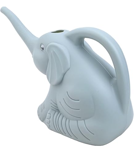 Esschert Design Elephant Watering Can - Gray Plastic Whimsical Garden Can For Kids & Adults