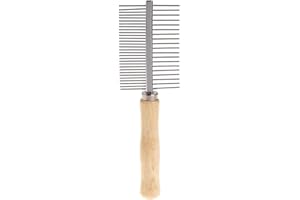BATER SUCHUANGUANG Peigne pour Animaux de Compagnie Toilettage Double Peignes Acier Inoxydable Manche en Bois Chat Chaton Chien Chiot Brosse à Cheveux Produits pour Animaux de Compagnie