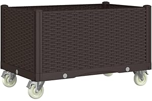 vidaXL Fioriera da Giardino con Ruote Marrone 80x50x54 cm in PP