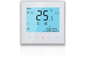 BecaSmart Serie 1000 Termostato de Aire Acondicionado de 2 Tubos con Retroiluminación WiFi y Conexión WiFi para Asistencia por Voz Inteligente (2 Tubos, Blanco(WiFi))