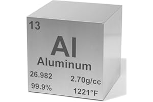 Heavenly Metals Aluminum 1"" Metal Density Cube - 99.9% Pure Element for Chemistry - Educational Scientific Chemistry Elemental Specimen