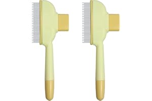 ETIALURE Brosse pour Chat Poil Long, Brosses de Toilettage avec Bouton Realease pour Chien, Peigne D'épilation pour Animaux (Jaune × 2)