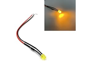 LIGHBIB 20 Piezas 5mm Precableado Plano Superior Gran Angular LED 3 V-220 V Ultra Brillante LED Diodos Emisores Bombilla Luces Blanco Azul Amarillo Verde Rojo,Amarillo,3V