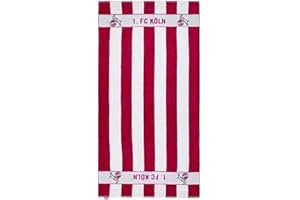 KÖLN COLOGNE 1. FC Köln Duschtuch - Blockstreifen - 70 x 140 cm Strandtuch, Handtuch - Plus Lesezeichen I Love Köln