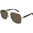 GUCCI SUNGLASSES GG0422S GOLD-BROWN-BROWN 60 MENS