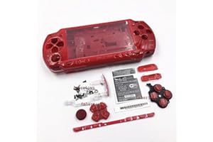 PERFECT PART Ersatzgehäuse für PSP 2000 2001 2002 2003 2004 Serie, vollständiges Gehäuse mit Tastensatz (rot)