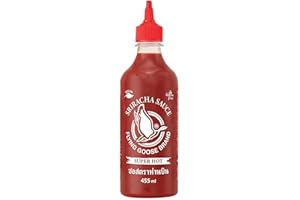 ‎FLYING GOOSE FLYING GOOSE Sriracha Chilisauce, mit extra Chili, sehr scharf, rote Kappe, sehr scharfe Würzsauce aus Thailand, 1 x 455 ml