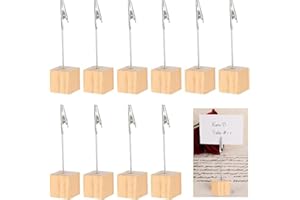 YITOBICI 10 Stück Krokodilklemmen mit Holzsockel, Memo-Clip-Halter, Krokodil-Memo-Clip für Bilder, Karten, Papiernotizen, Preisschilder für Ladendisplays, Log-Farbe
