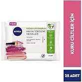 NIVEA 3'&uuml;1 Arada Nazik Makyaj Temizleme Mendilleri (25 adet),Kuru Ciltler,Y&uuml;z ve G&ouml;z i&ccedil;in,Suya Dayanıklı Maskara ve Makyaj Te