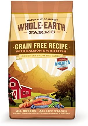 Whole Earth FarmsNatural Grain Free Dry Kibble, Wholesome And Healthy Dog Food, Salmon And Whitefish Recipe - 4 LB Bag