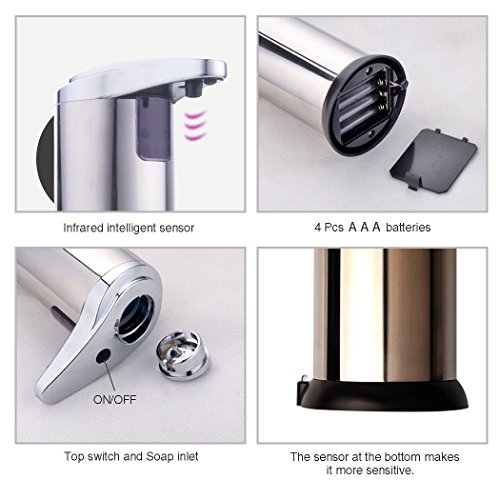 Itian Automatischer Seifenspender Touchless Handsfree Edelstahl Flüssigkeit Infrarot-Sensor-Seifenspender, Ideal für Badezimmer oder Küche - 5