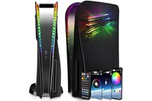 FORMLESSEMPIRE Faceplate for PS5 Side Shell Plates PlayStation 5 Disc Edition Console Replacement Accessory Case Cover Black Plate Anti-Scratch Dust Cover Skin Protector (Black Square Vent with LEDs)