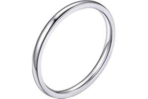 Bestyle Bagues Simples pour Hommes et Femmes 2mm/4mm/6mm/8mm de Large Style Confortable Acier Inoxydable Bague Anneaux Business Quotidienne Punk nom personnalisé Cadeau Souvenir Taille 54-67