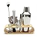 Produktbild 9 Stk Edelstahl 550 ml Cocktail Shaker Set Jigger Mischlöffel Tong Barware Barkeeper Werkzeuge mit Holz Lagerung Stehen für Bars Home Mixgetränke