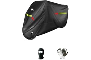FARBROTHERSONLINE Compatible avec Triumph Tiger 1050 Sport ABS Housse Moto Anti-GRÊLE Polaire pour Moto-Scooter Noire avec Bandes Fluo+Housse Capot CHAÎNE 246X105X127CM