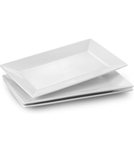 imposyu 4-delige borden wit hoekig, voorgerechtenborden, rechthoekig, mat wit, rechthoekig, serveerschaal voor dessert, voorgerechten, saladeborden, 29,5 x 16,6 x 2,7 cm