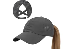 Gorra de Béisbol Mujer Cola de Caballo Verano Transpirable Gorra Secado rápido del Deporte Ponycap de High Messy Bun Ajustable Buckle