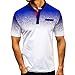 Produktbild Herren Kurzarm Tops,Gradient Streifen Spleißmuster Bluse Lässige Mode Revers Kurzarm Hemd Sportlich Oberteile Tunika Basic Fitness T-ShirtWeiß,L