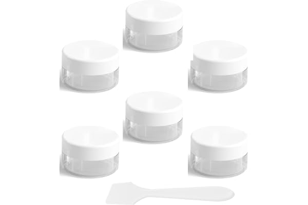 Petit Pots Vide Cosmétiques Contenants Cosmétiques Transparentavec Mini Spatule, 6 Pièces Pots D'échantillons de Voyage, Petite Pots Ronds Clairs Vides pour Lotion/Crème 5ml