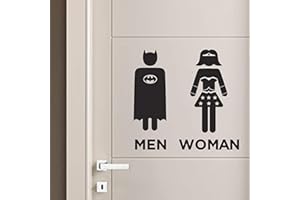 GENERICO Adesivi Toilette WC Bagno Uomo Donna Adesivo da Parete supereroi Batman wonder woman Stickers Muro Decorazione Domestica Porta Casa