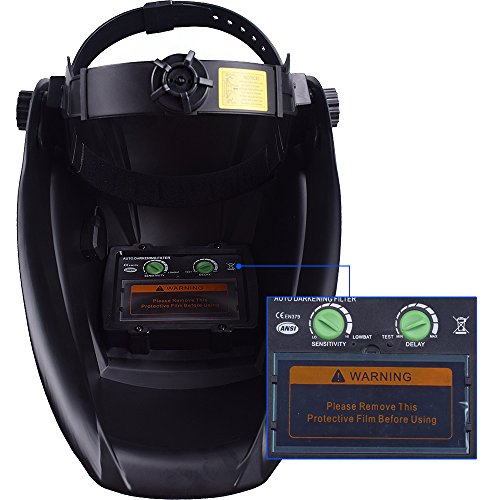 NUZAMAS solarbetrieben Schweißschutzschild Maske Schweißen Face Schutz für Arc Tig Mig Schleifen Plasma Schneiden mit verstellbarem Shade-Reihe DIN4/9-13 UV/IV Schutz DIN16 - 4