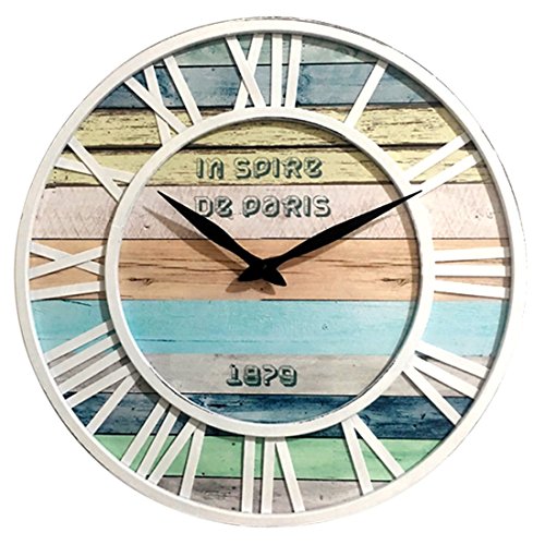 Fgurtu Wall clock, wall clock Likeluk 40cm Silent Nordic style Modern wooden clock with Roman numerals