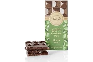 Venchi - Tavoletta di Cioccolato Fondente e Menta - Cioccolato Fondente 60% e Granella al gusto di Menta, 100g - Senza Glutine