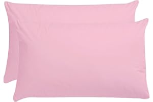 AmigoZone Plain Pollycotton Baby Todler Cot Bed Pillow Pair Cases 40 x 60cm - Pink