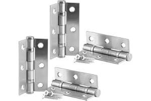IRONZONE® 2 Pairs of 3" (75mm) Steel Ball Bearing Door Hinges in Satin Stainless Steel Finish for Internal use in Residential and Commercial Building Projects. (2 Pairs 4 Hinges in Total)