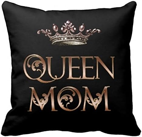 AmiKim Queen Mom Royal Crown Black Home Decor Canvas Cotton Throw Pillow Covers 18"x 18"