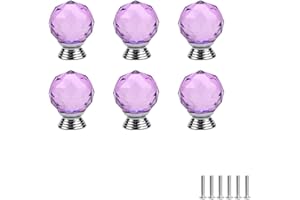 FEEIMOL 6 Pezzi Manopole di Cristallo Pomello in Cristallo Colorato Pomelli Per Mobili Pomello per Porta in Cristallo Pomelli per Cassetti Maniglia dell'Armadio Foro Singolo