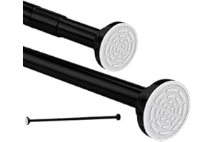 HIKENRI Barra telescópica para cortina de ducha de 120 cm a 215 cm, sin agujeros, de acero inoxidable, barra extensible ajustable mediante giro, agarre seguro para ducha y bañera, 120 hasta 215 cm, color
