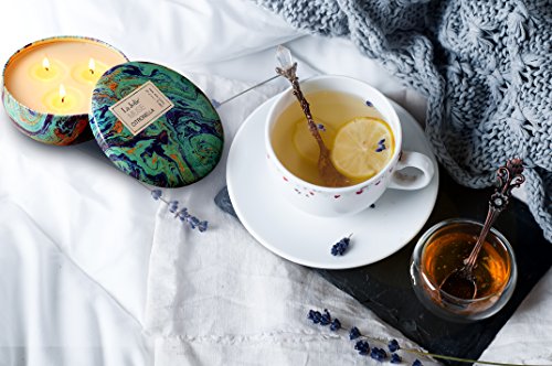 Citronella Kerze Anti Mücken 100%Sojawachs Zitronella Duftkerze Candle 3Dochte 70Std 330g - 3