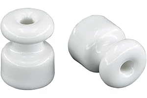 LAMORELL LIGHTDESIGN Isolateurs en porcelaine pour câbles tressés – Diamètre : 18 mm – Blanc – Lot de 10/25/50 pièces (50 Pieces)