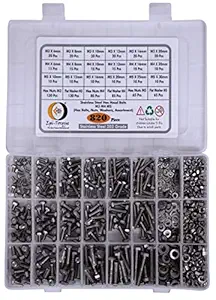 Epi-Torque The Epic Torque Doityourself Metric M3 M4 M5 Stainless Alloy Steel 202 Grade Full Threaded Hex Bolts Nuts and Washer Assortment Kit Set with Storage Box Pack of 820 Pcs