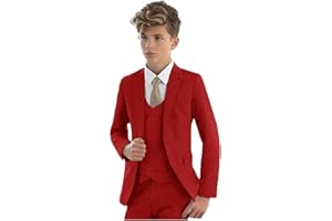 BOTONG Traje formal infantil de 3 piezas con solapa de pico; chaqueta, chaleco y pantalones, traje de fiesta, esmoquin para bodas